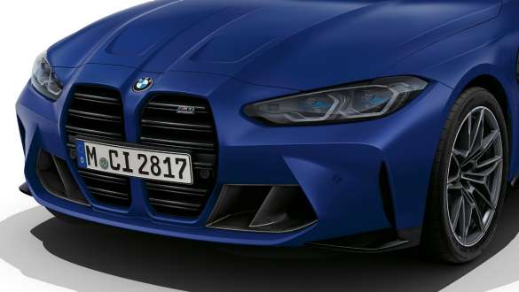 Frontdesign BMW M4 Competition Cabrio mit M xDrive G83 2021 BMW M4 Competition Cabrio mit M xDrive G83 2021 BMW Individual Frozen Portimao Blau metallic Frontdesign Dreiviertel-Frontansicht