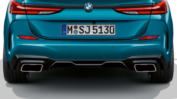 Sorties d’échappement, BMW Série 2 Gran Coupé F44 Tubulures d'échappement BMW Série 2 Gran Coupé Snapper Rocks Blau metallic F44, vue en gros plan arrière