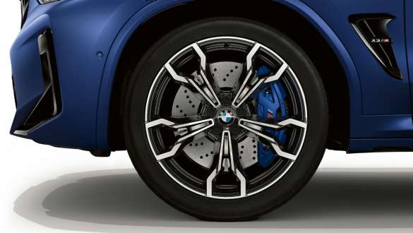 Cerchi in lega leggera M da 21” styling a V nº 765 M BMW X3 M Competition F97 LCI Facelift 2021 BMW X3 M Competition F97 LCI Facelift 2021 Frozen Marina Bay Blue metallizzato Cerchi in lega leggera M da 21” styling a V nº 765 M primo piano
