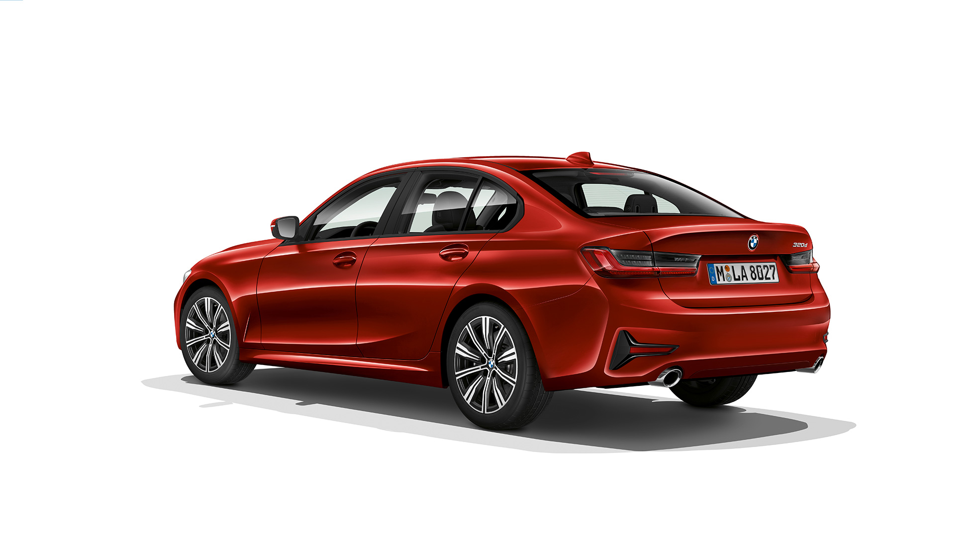 BMW Série 3 Berline, poupe du Modèle Advantage. G20 Vue de trois-quarts arrière de la BMW Série 3 Berline dotée de l’équipement du Modèle Advantage. G20