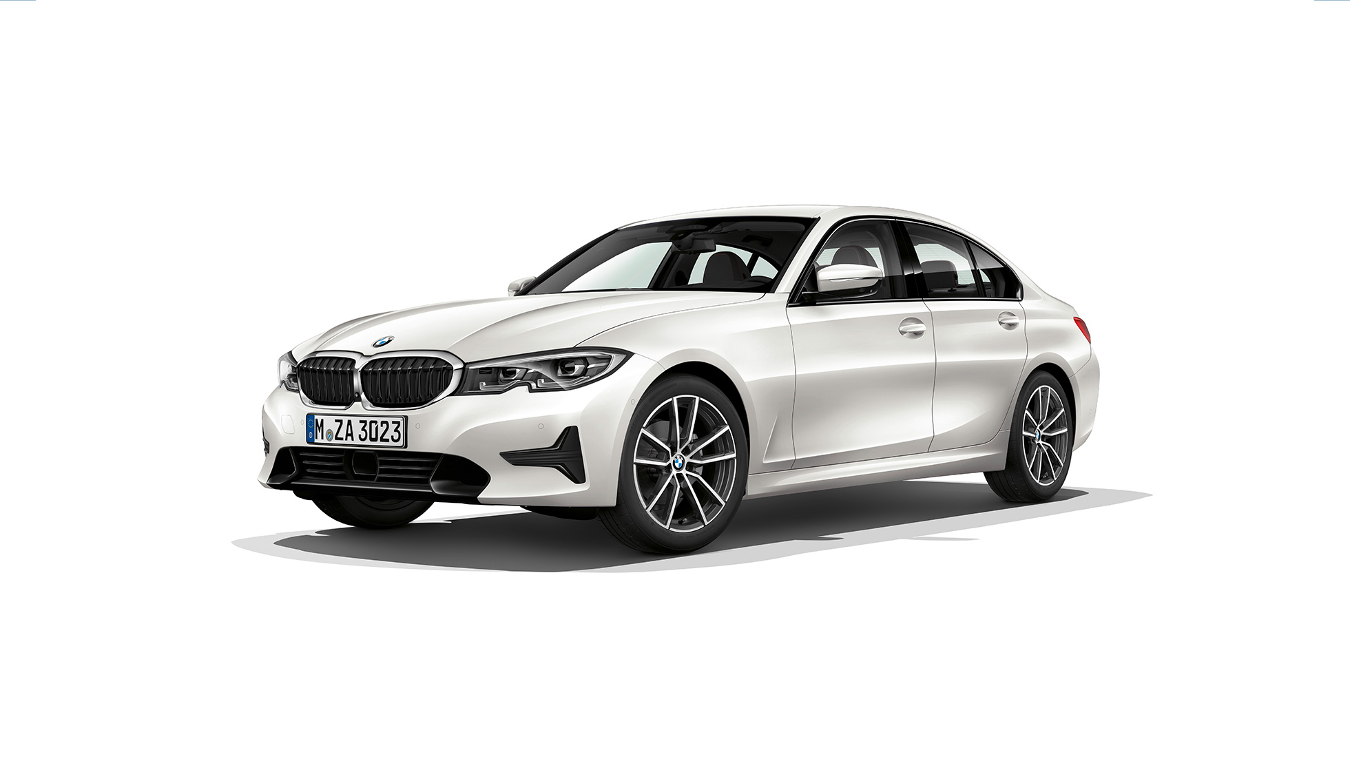 BMW Série 3 Berline, Modèle Sport. G20 Vue de profil à l’arrêt de la BMW Série 3 Berline en Modèle Sport. G20