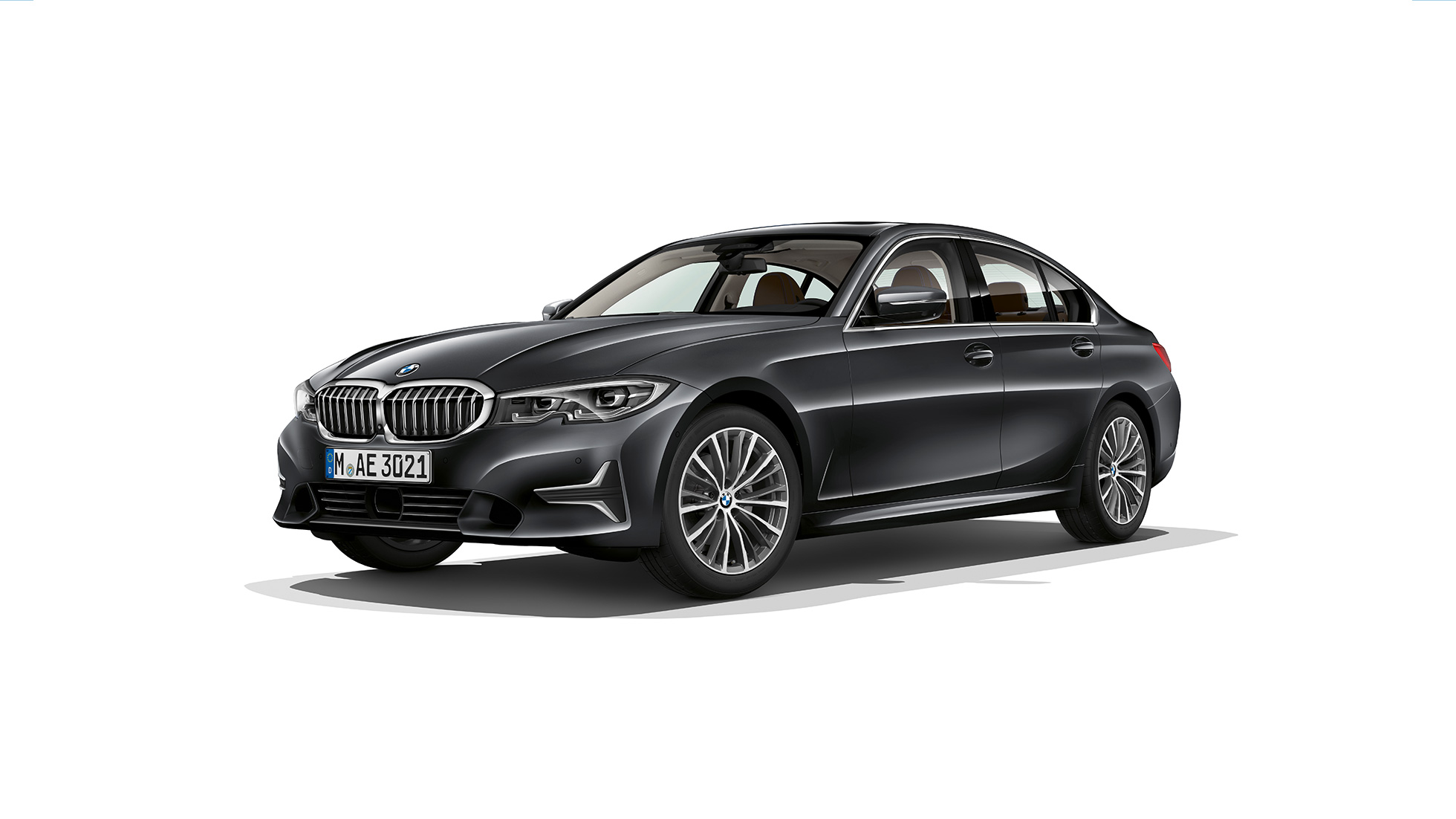 BMW Série 3 Berline, Modèle Luxury. G20 Vue de profil à l’arrêt de la BMW Série 3 Berline en Modèle Luxury. G20