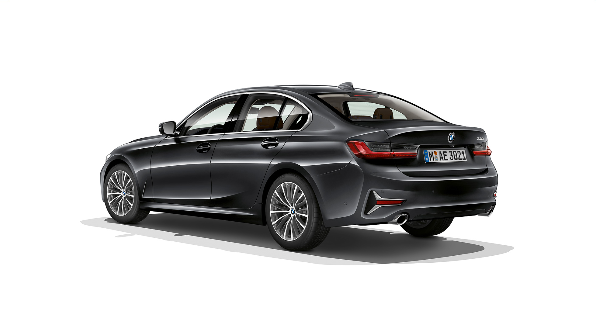 BMW Série 3 Berline, poupe du Modèle Luxury. G20 Vue de trois-quarts arrière de la BMW Série 3 Berline dotée de l’équipement du Modèle Luxury. G20