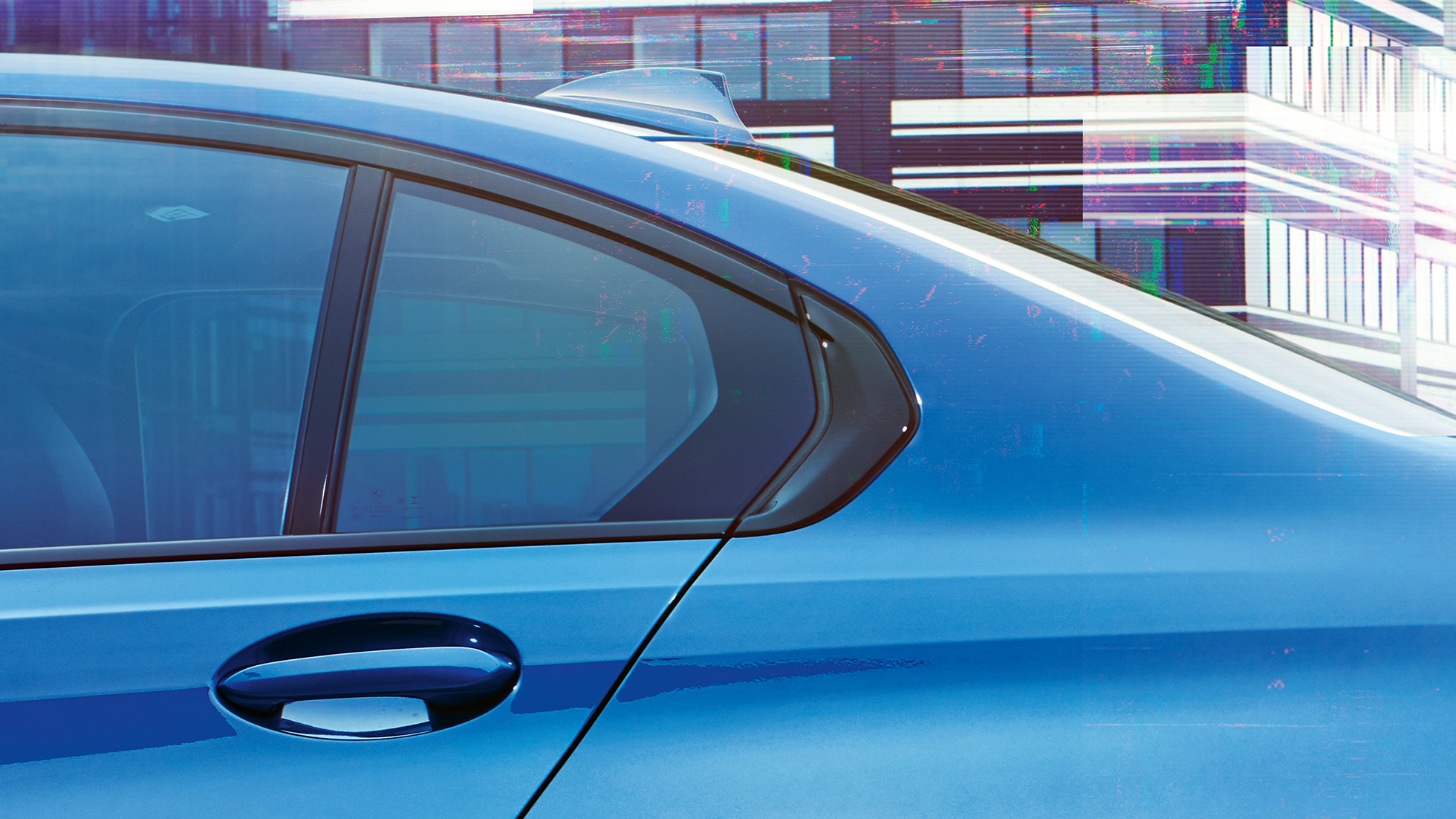 BMW Serie 3 Berlina, gomito di Hofmeister G20 Lateral detail view of the rear window with Hofmeister kink. G20