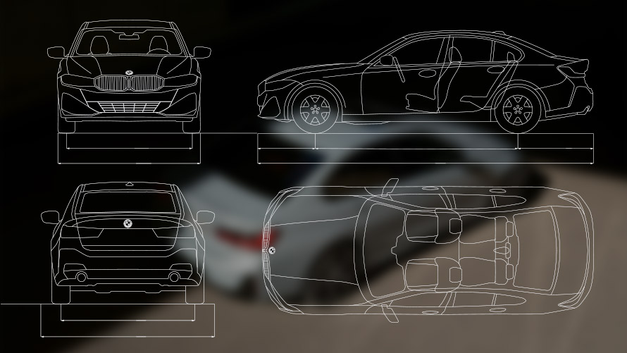 BMW 3er Limousine LCI G20 technische Datenskizze BMW 3er Limousine LCI G20 technische Datenskizze