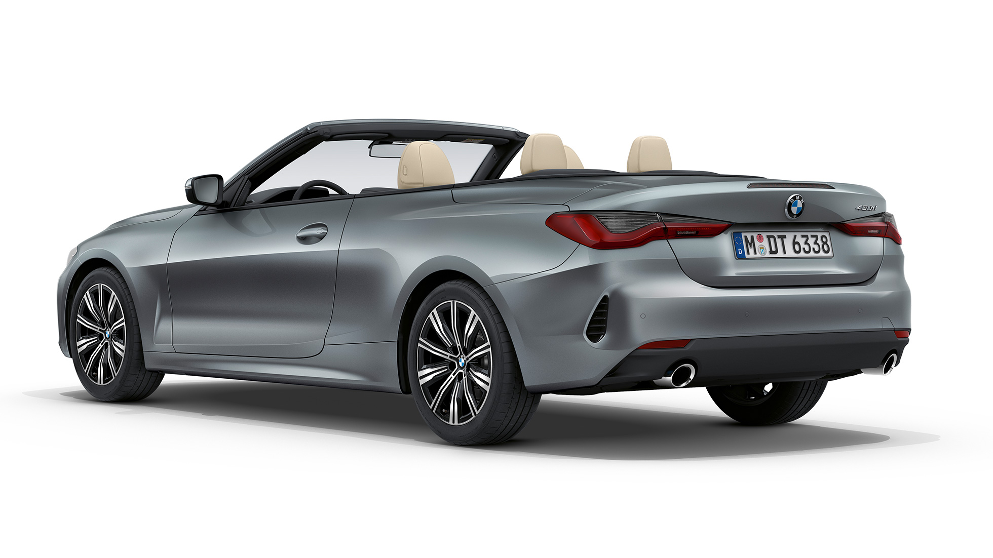 Heck BMW 4er Cabrio Basisausstattung G23 2020 BMW 4er Cabrio G23 2020 Basisausstattung Bluestone metallic Dreiviertel-Heckansicht