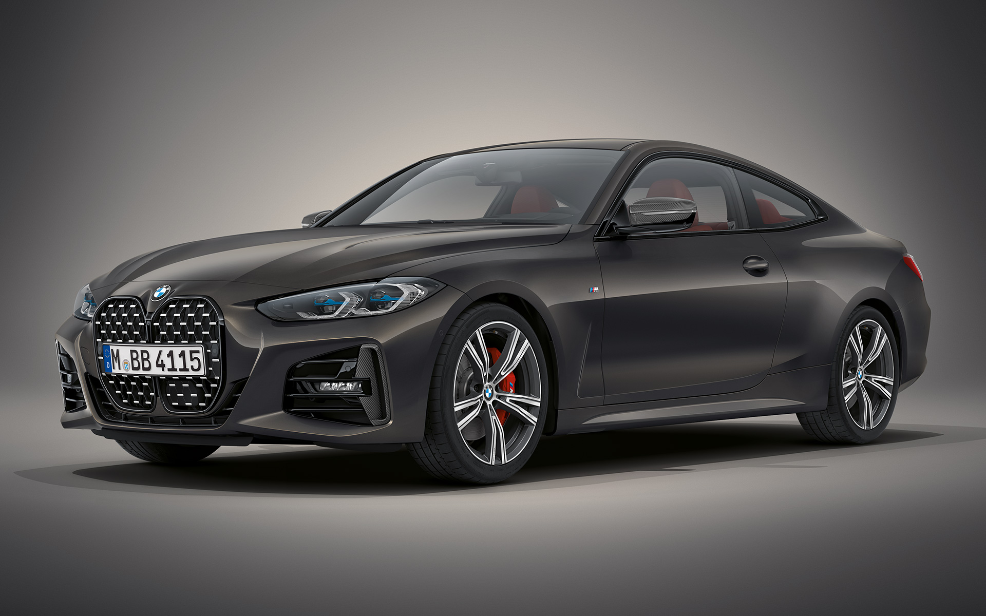 BMW Individual Dravit Grey metallizzato BMW Serie 4 Coupé G22 2020 BMW Serie 4 Coupé Individual Dravit Grey metallizzato G22 2020 vista anteriore a tre quarti ferma