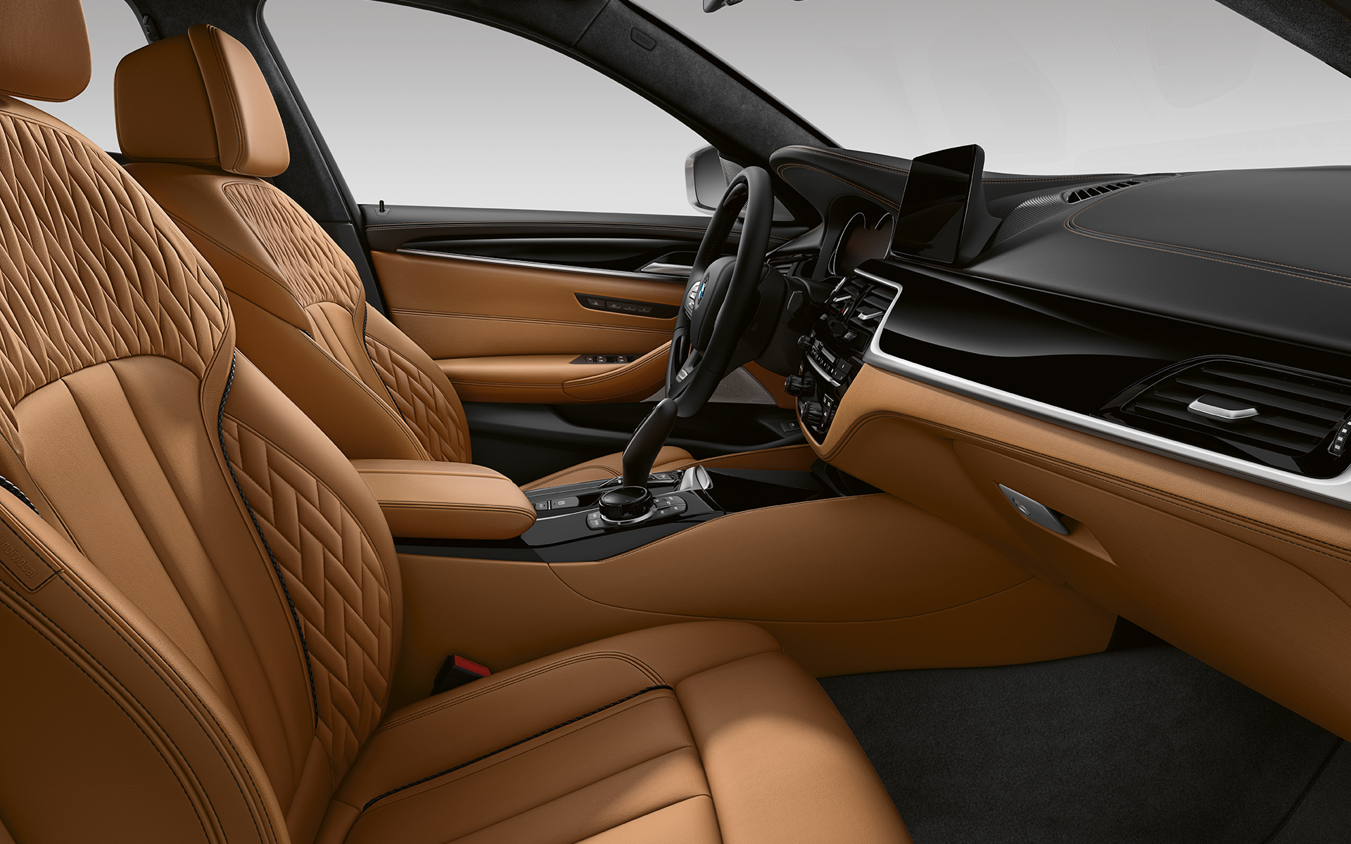 BMW 5er Limousine G30 Facelift 2020 Interieur in BMW Individual Volllederausstattung 'Merino' | Caramel