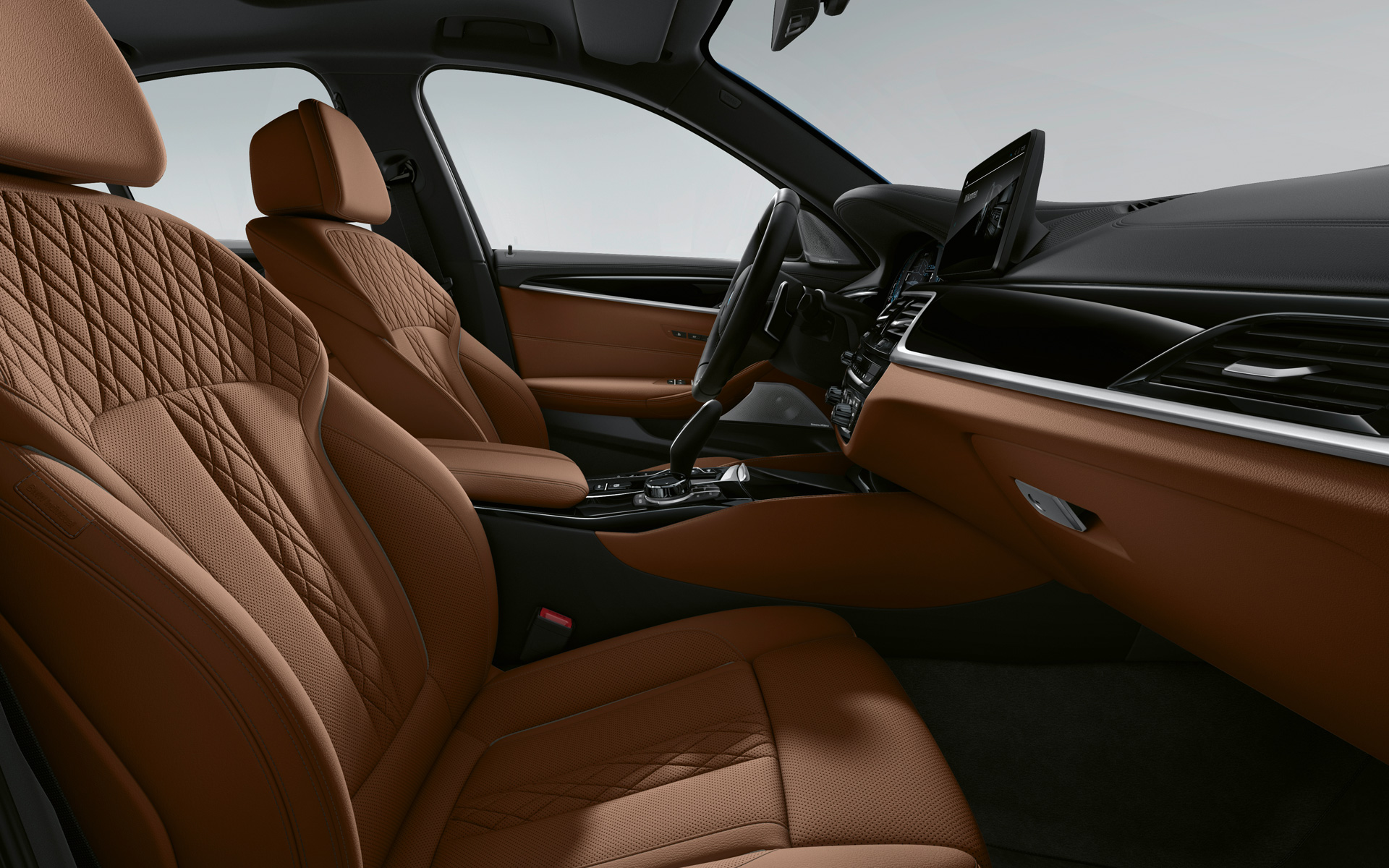 BMW 5er Limousine G30 Facelift 2020 Interieur in BMW Individual Volllederausstattung 'Merino' | Tartufo