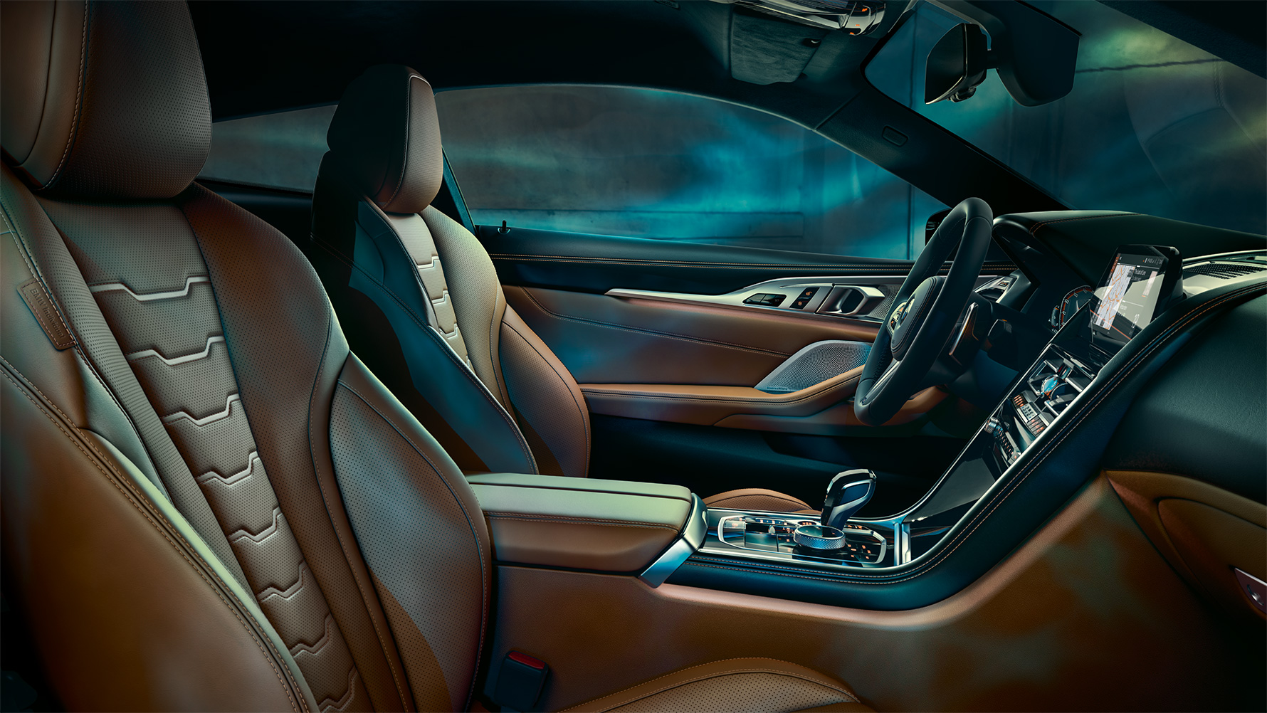Interni della BMW Serie 8 Coupé con equipaggiamento BMW Individual. Interni della BMW Serie 8 Coupé con equipaggiamento BMW Individual.