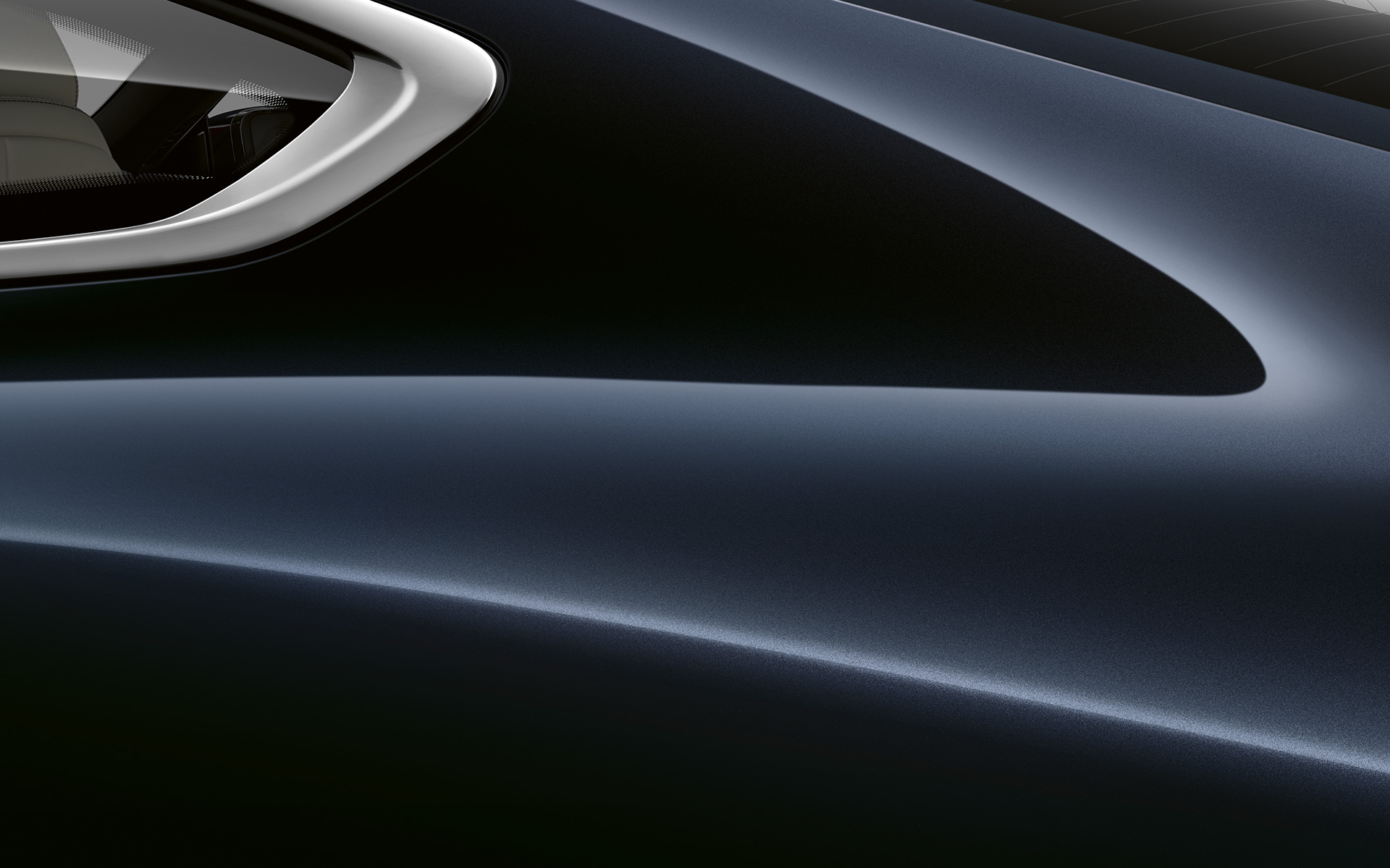 BMW Serie 8 Coupé, primo piano del montante posteriore Primo piano del montante posteriore della BMW Serie 8 Coupé in Carbon Black metallic.