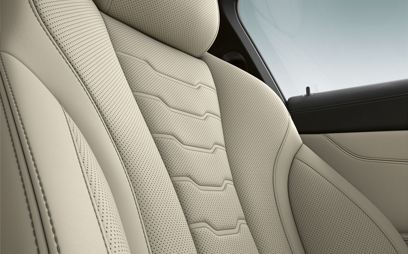BMW Série 8 Coupé, garnissage. G15 Détail : garnissage et coutures décoratives de la BMW Série 8 Coupé. G15