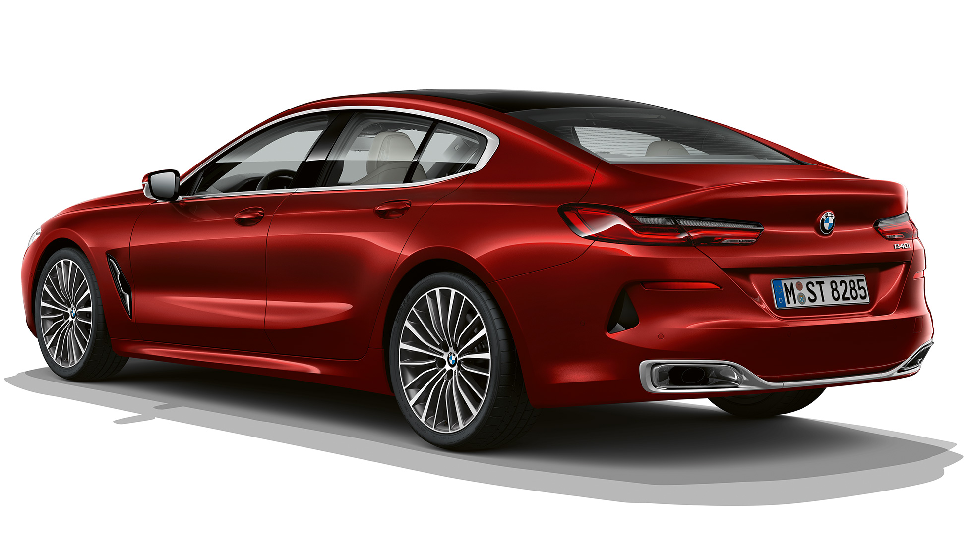 Basismodell Dreiviertel-Heckaufnahme G16 BMW 8er Gran Coupé, Basismodell Dreiviertel-Heckaufnahme G16