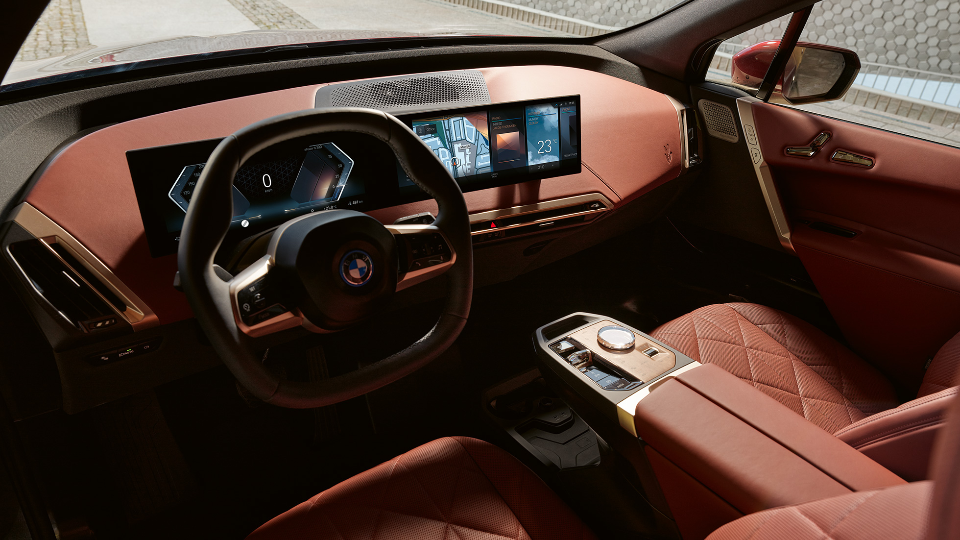 BMW iX Interieur Castanea BMW iX Aventurinrot i20 Interieur Castanea