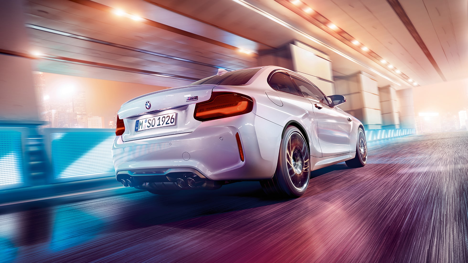Heckdesign BMW M2 Competition F87 Heckdesign BMW M2 Competition F87 2018 Hockenheim Silber metallic Dreiviertel-Heckansicht