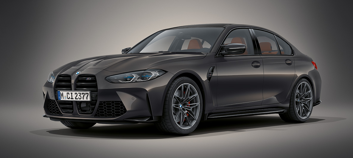 BMW Individual Dravitgrau metallic BMW M3 Limousine G80 2020 BMW M3 Limousine BMW Individual Dravitgrau metallic G80 2020 Dreiviertel-Frontansicht stehend