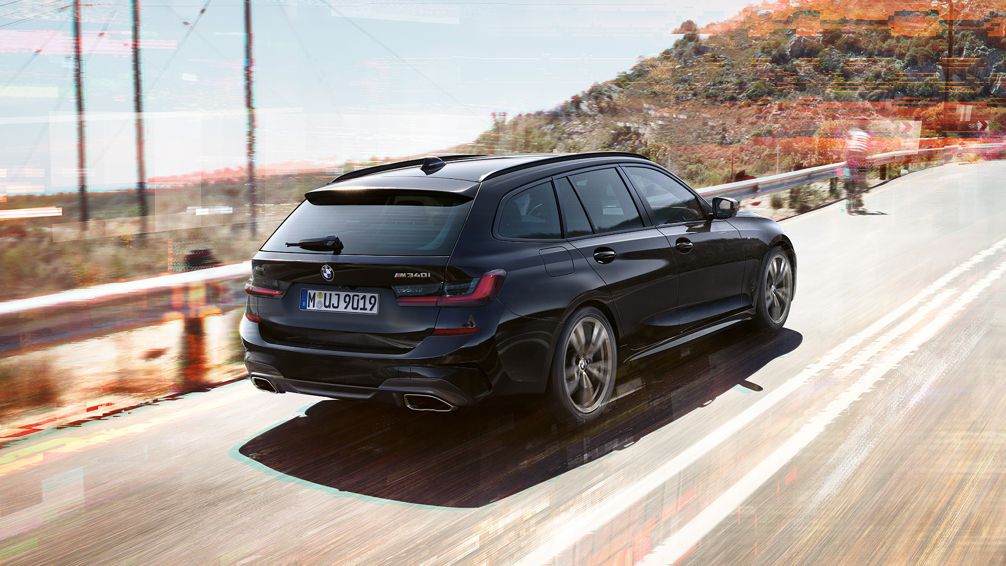 Design arrière, embouts d'échappement G21 BMW M340i xDrive Touring, design arrière, sorties d'échappement G21