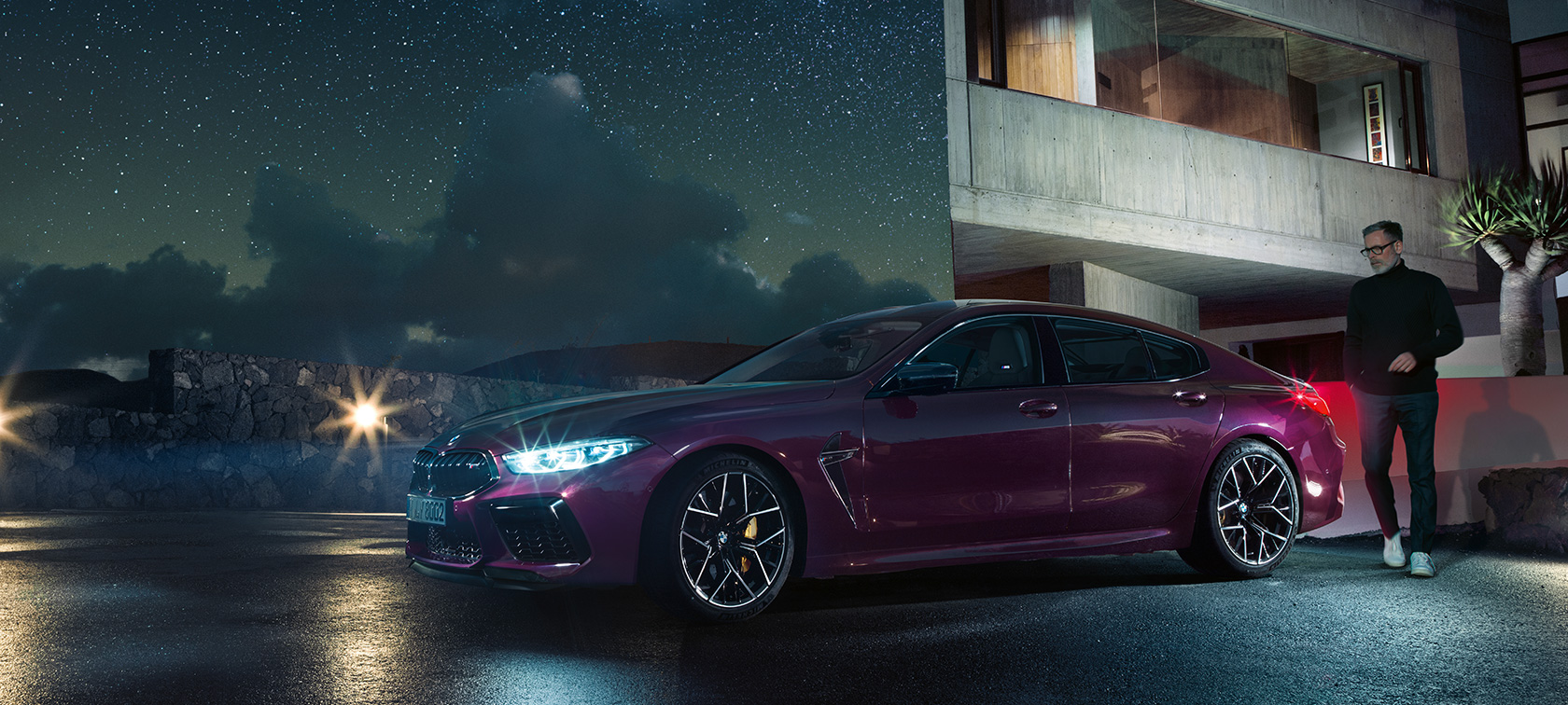 Nuova BMW M8 Competition Gran Coupé F93 Nuova BMW M8 Competition Gran Coupé F93 2020 BMW Individual Ametrin metallizzato, vista posteriore tre quarti F93