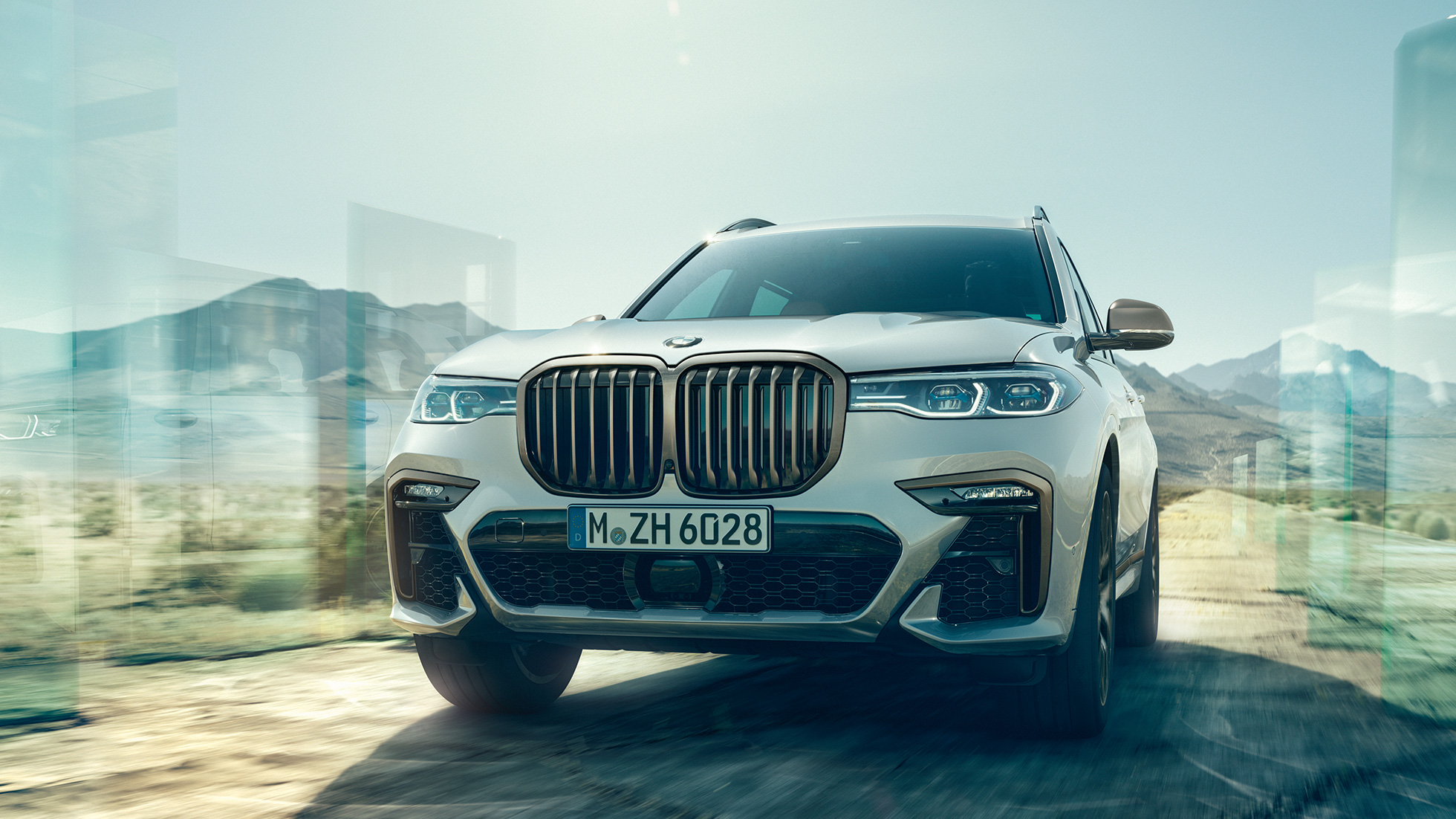 BMW X7 M50d, vista anteriore G07 BMW X7 M50d in Mineral White, vista anteriore,G07, 2019