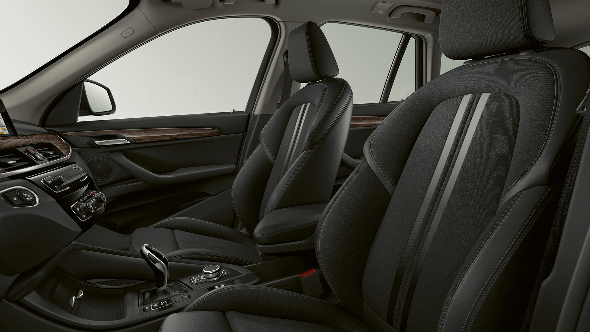 BMW X1, Versione Advantage, imbottitura F48 BMW X1, Versione Advantage, interni con primo piano dell’imbottitura F48