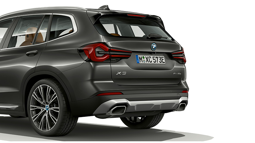 BMW X3 G01 Sophistograu Heckdesign 2021 BMW X3 G01 Sophistograu Nahaufnahme Heckdesign 2021