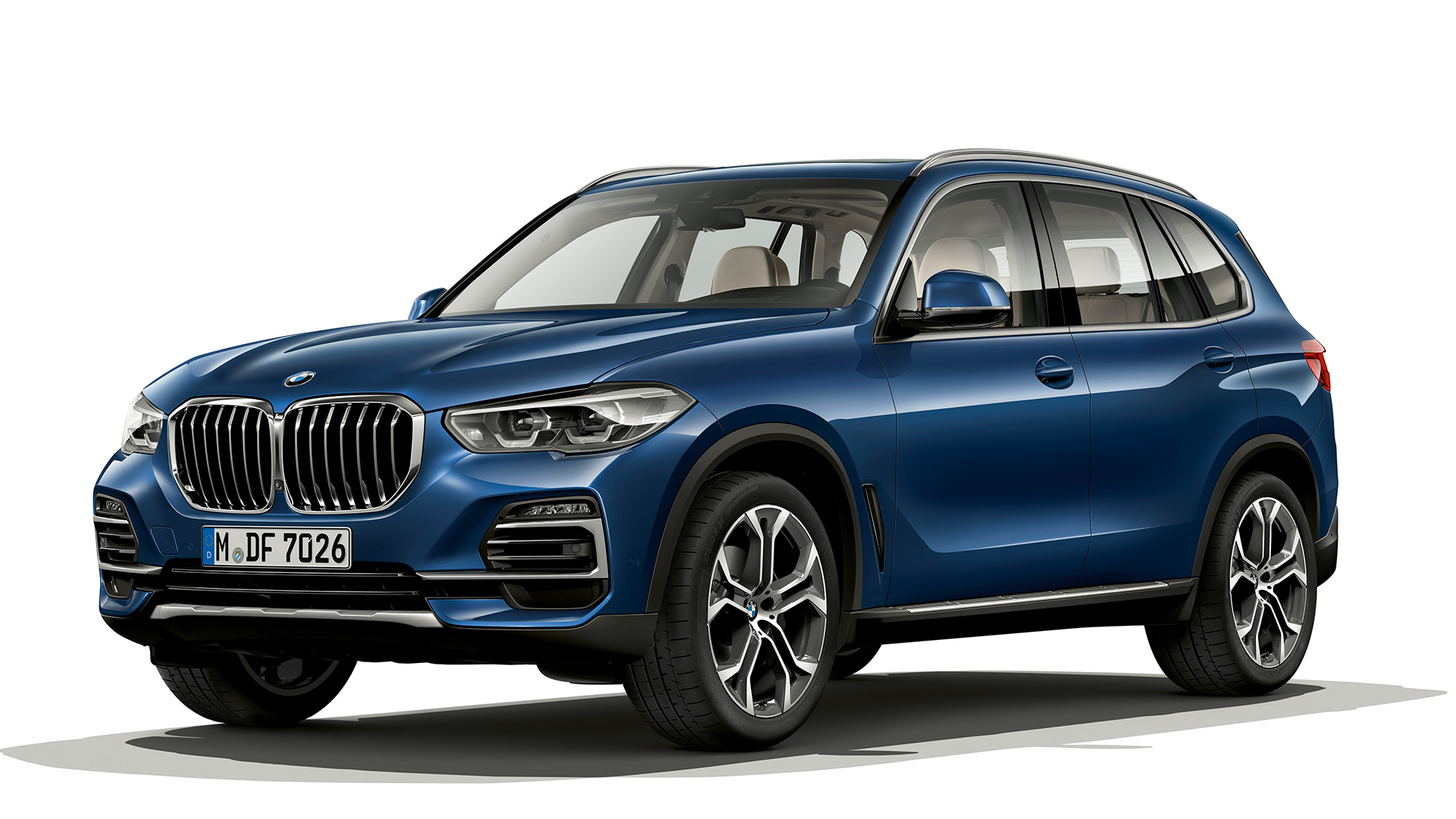 Modell xLine BMW X5 xDrive40i Dreiviertel-Frontansicht G05 Modell xLine BMW X5 xDrive40i G05 2018 Phytonicblau metallic Dreiviertel-Frontansicht
