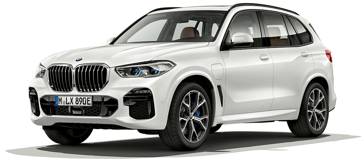 BMW X5 xDrive45e Dreiviertel-Frontansicht G05 BMW X5 xDrive45e G05 2018 Mineralweiss metallic Dreiviertel-Frontansicht