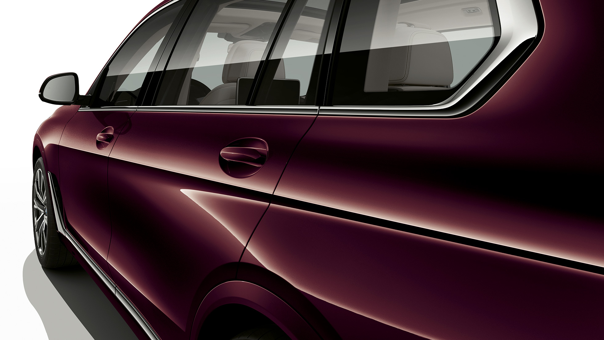 BMW X7, M Sportpaket Cockpit Frontale Nahaufnahme des fahrerseitigen Cockpits des BMW X7 mit der Ausstattung des M Sportpaket