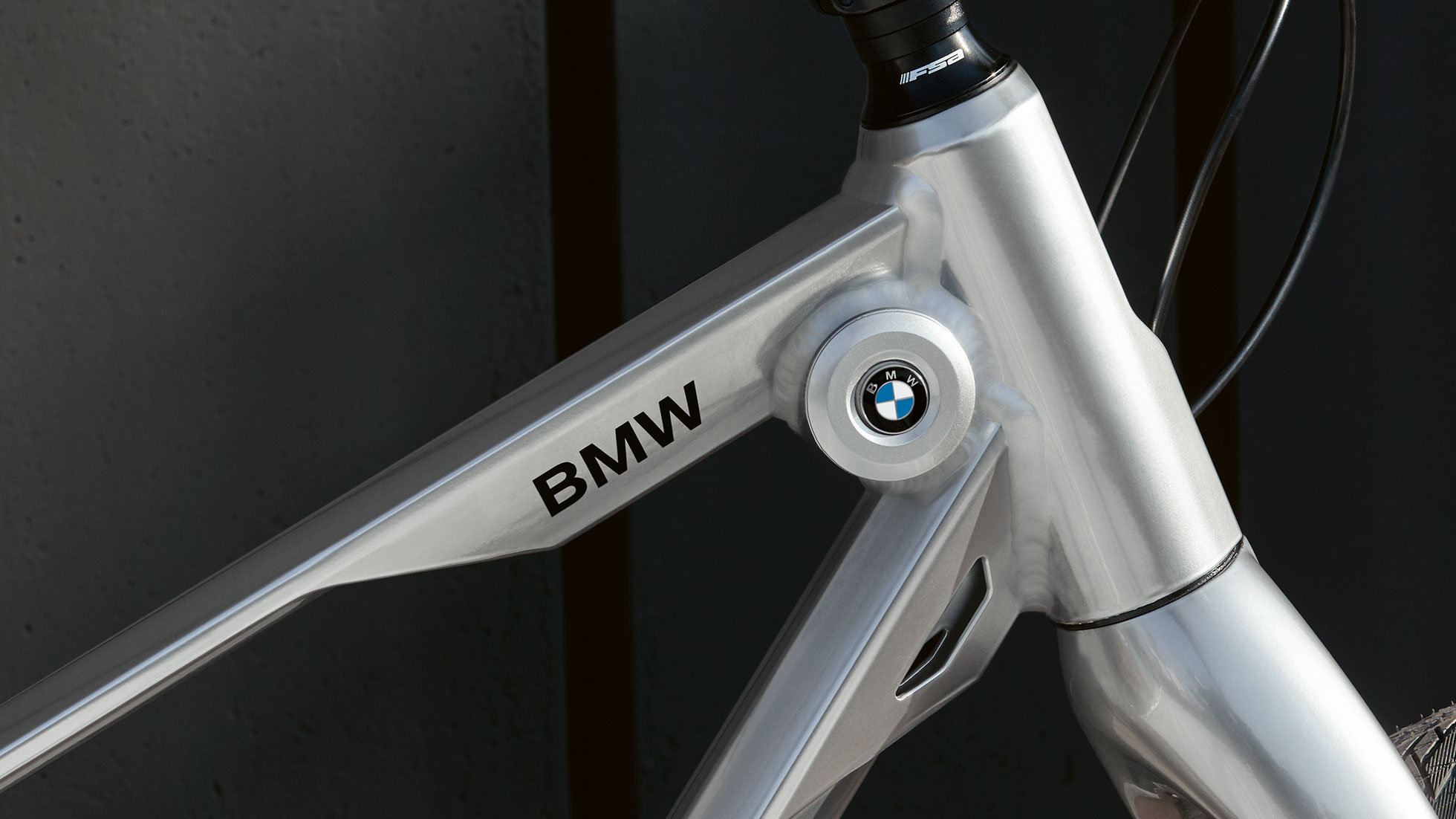 BMW Cruise Bike. Sie sehen das BMW Cruise Bike. Am vorderen Teil des Rahmens sind deutlich das BMW Logo und der Schriftzug BMW zu erkennen.