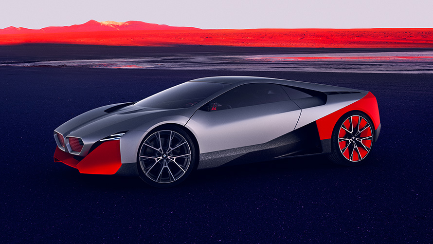 BMW Vision M NEXT vor Wald BMW Vision M NEXT vor Wald Dreiviertel-Frontansicht