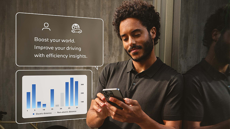 App My BMW BMW ConnectedDrive Durabilité BMW App My BMW homme avec smartphone à la main