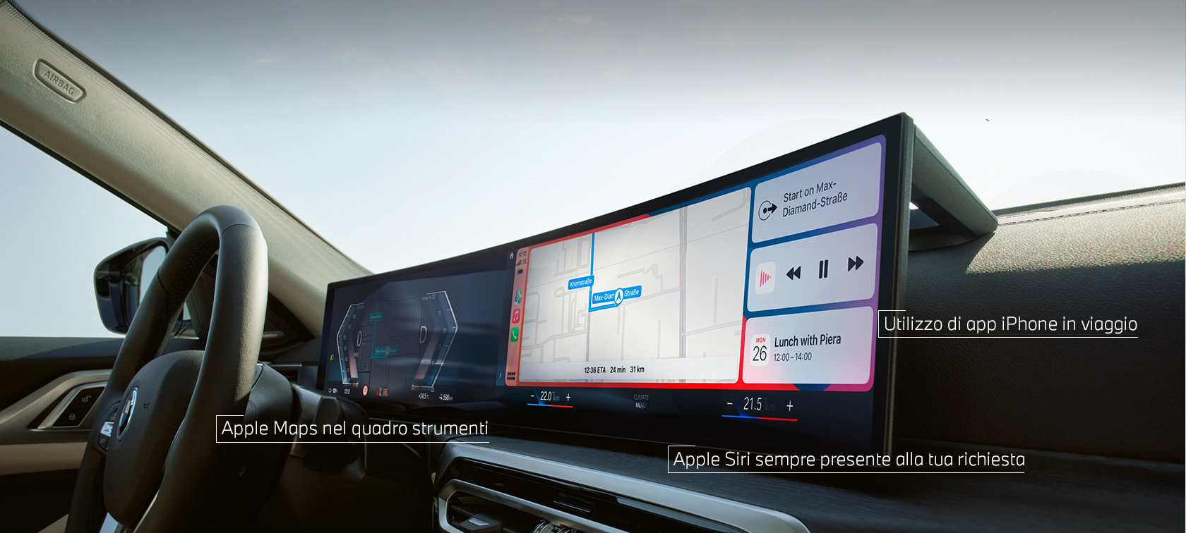 Menu Apple CarPlay® nel BMW Curved Display Menu di Apple CarPlay® nel BMW Curved Display di BMW ConnectedDrive
