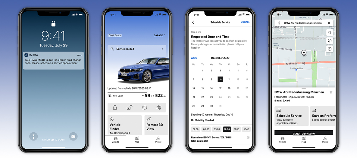 App My BMW Gestire gli interventi assistenziali Schermata smartphone App My BMW Gestire gli interventi assistenziali Schermata smartphone