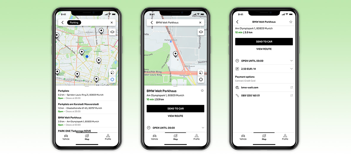 App My BMW Programmare viaggi e inviarli alla vettura Schermata smartphone App My BMW Programmare viaggi e inviarli alla vettura Schermata smartphone