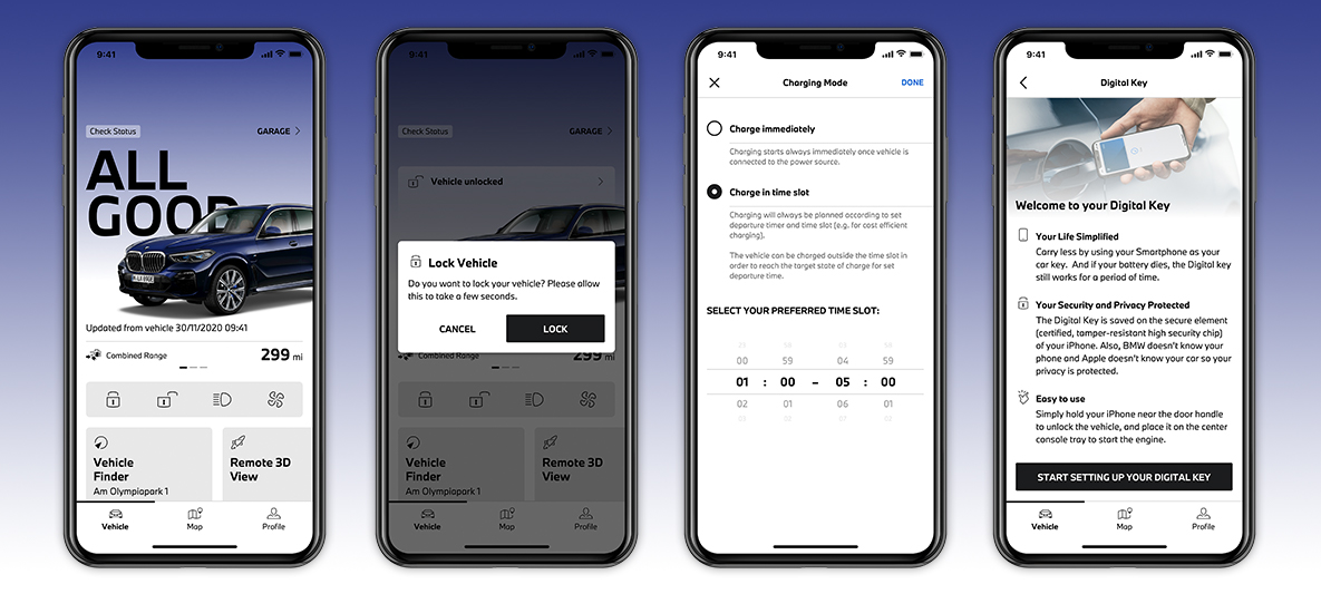 App My BMW Accesso alla vettura senza contatto Schermata smartphone App My BMW Accesso alla vettura senza contatto Schermata smartphone