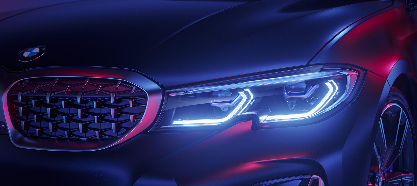 Calandre et phares BMW M3 vue frontale