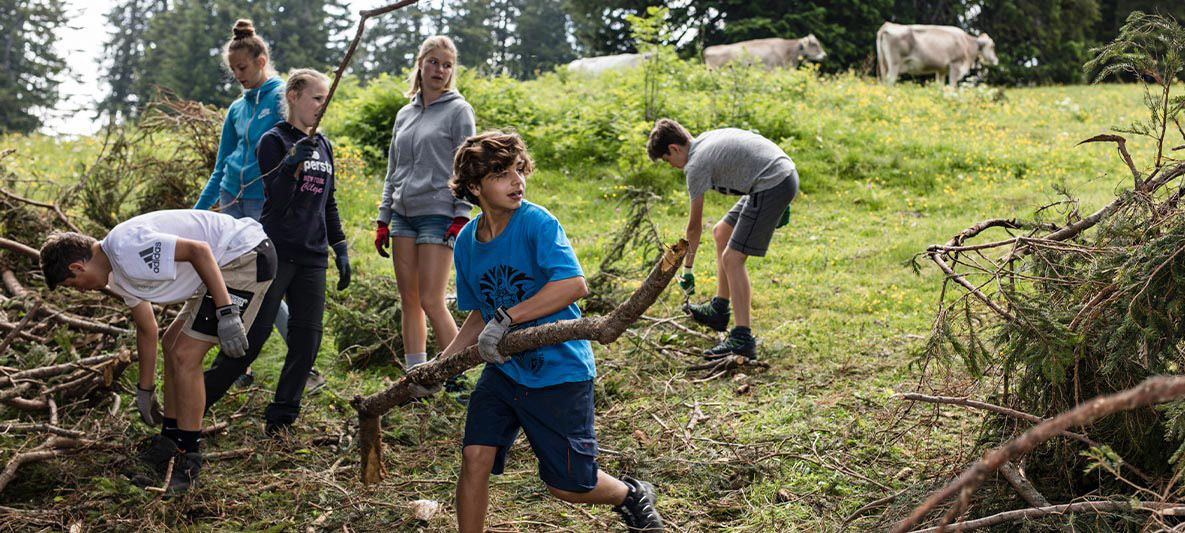 Enfants vaches Fondation Actions Environnement Suisse BMW Enfants vaches Fondation Actions Environnement Suisse BMW photo de groupe prairie forêt nature