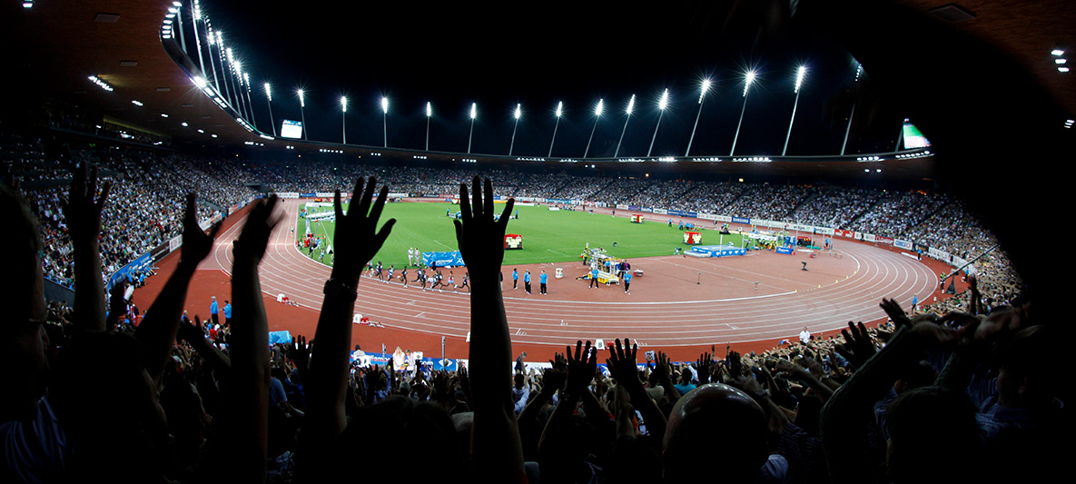 Zuschauertribüne BMW Leichtathletik Weltklasse Zürich Stadion Letzigrund
