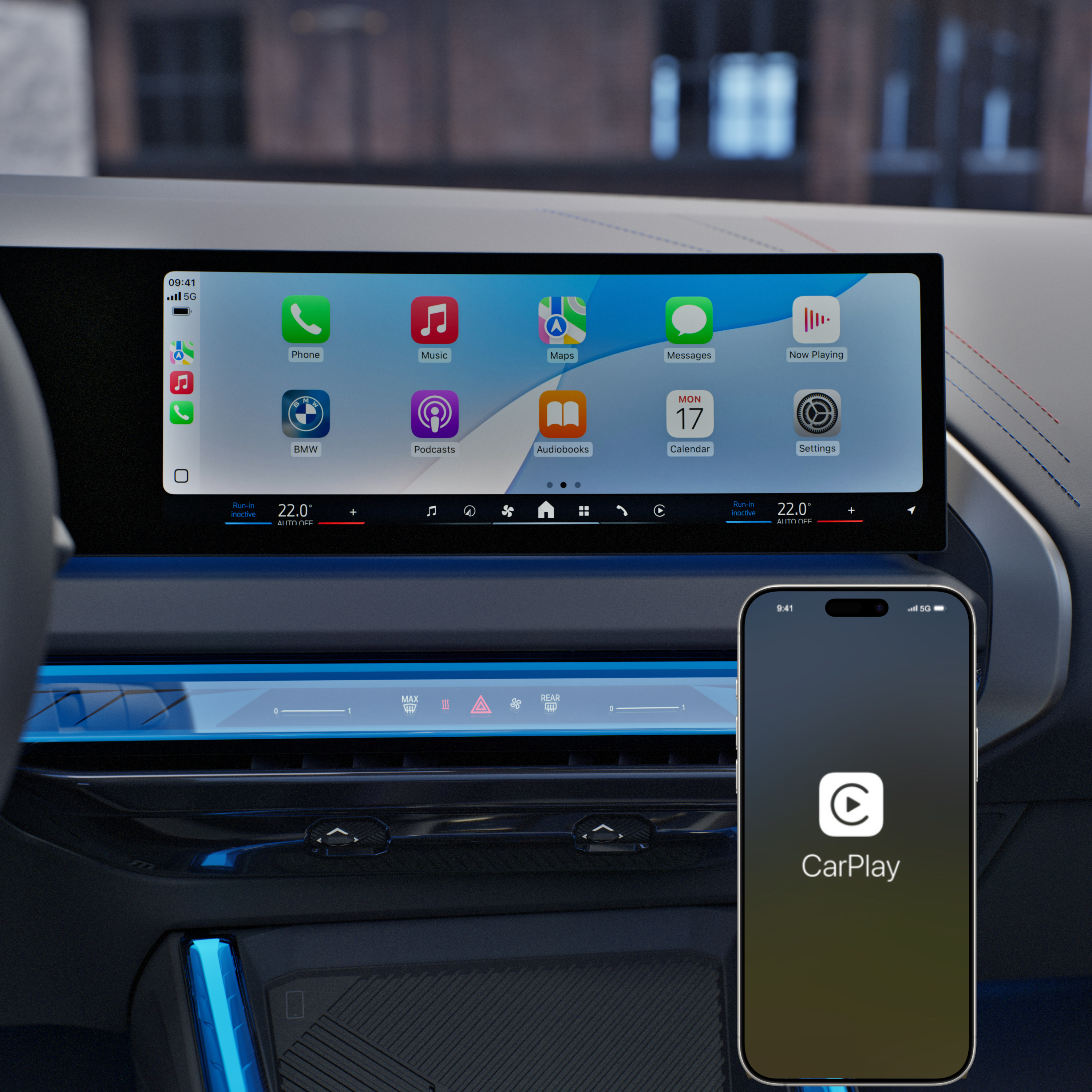 Le app per smartphone vengono visualizzate sul display centrale